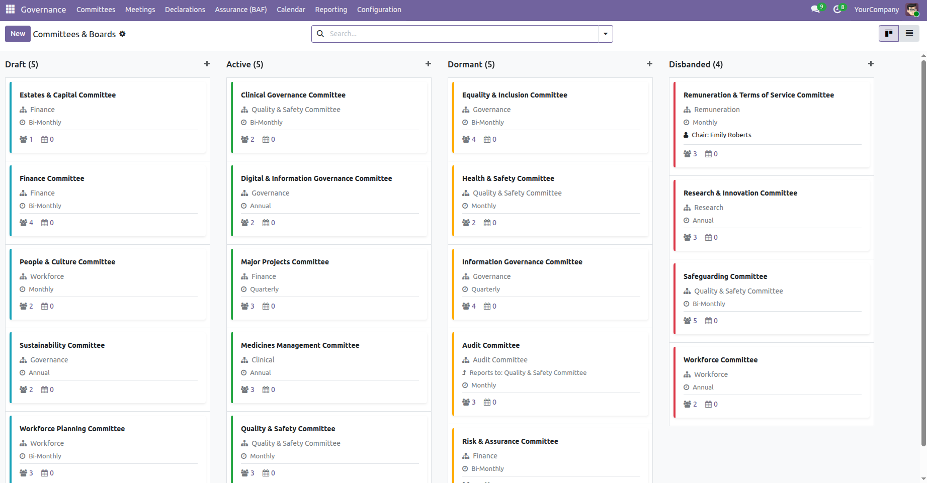 Odoo NHS Trust Management screenshot