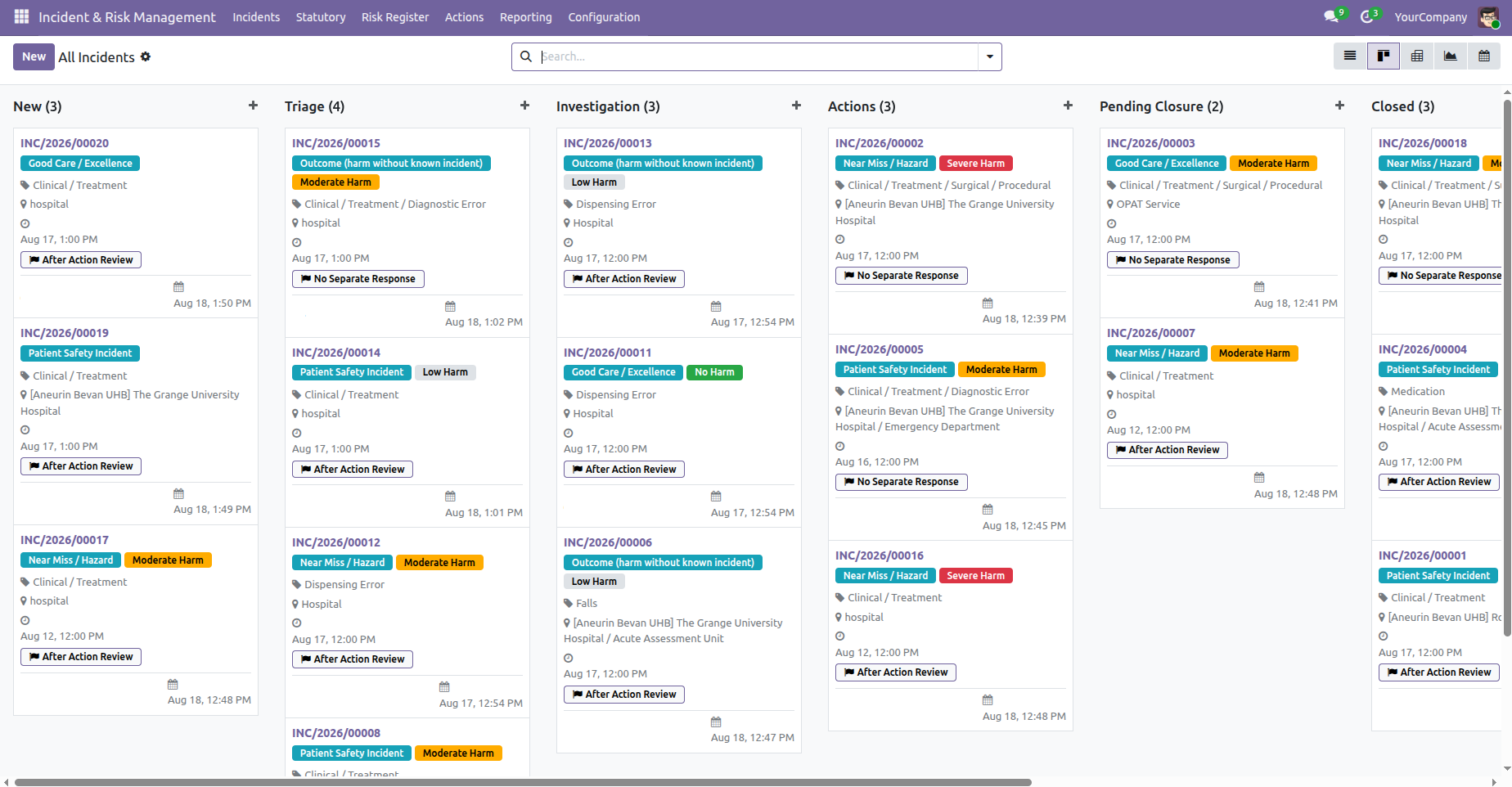 Odoo NHS Trust Management screenshot