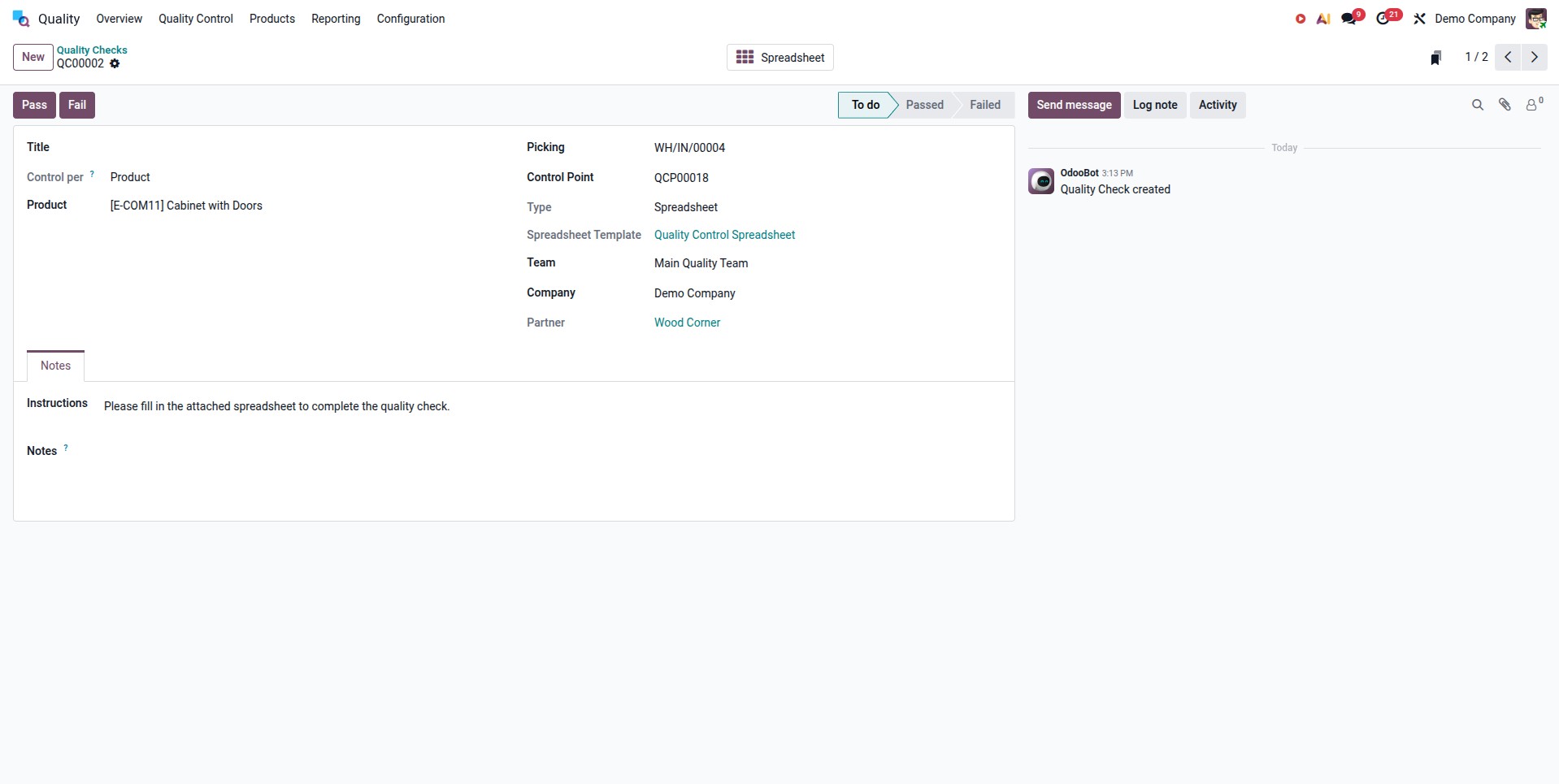 Odoo Quality testing, COA and batch release