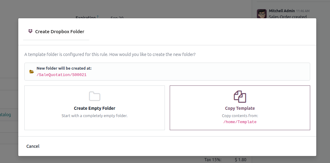 Odoo furniture quotation with deposit and installment schedule