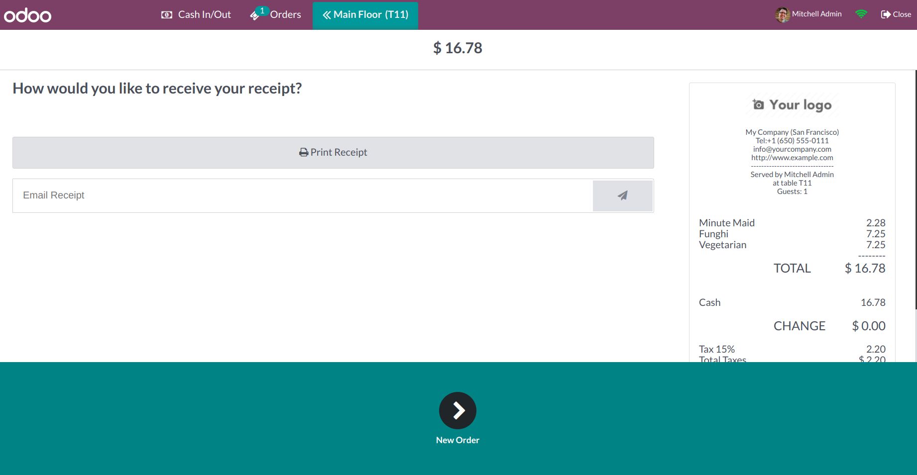 Odoo Restaurant Management