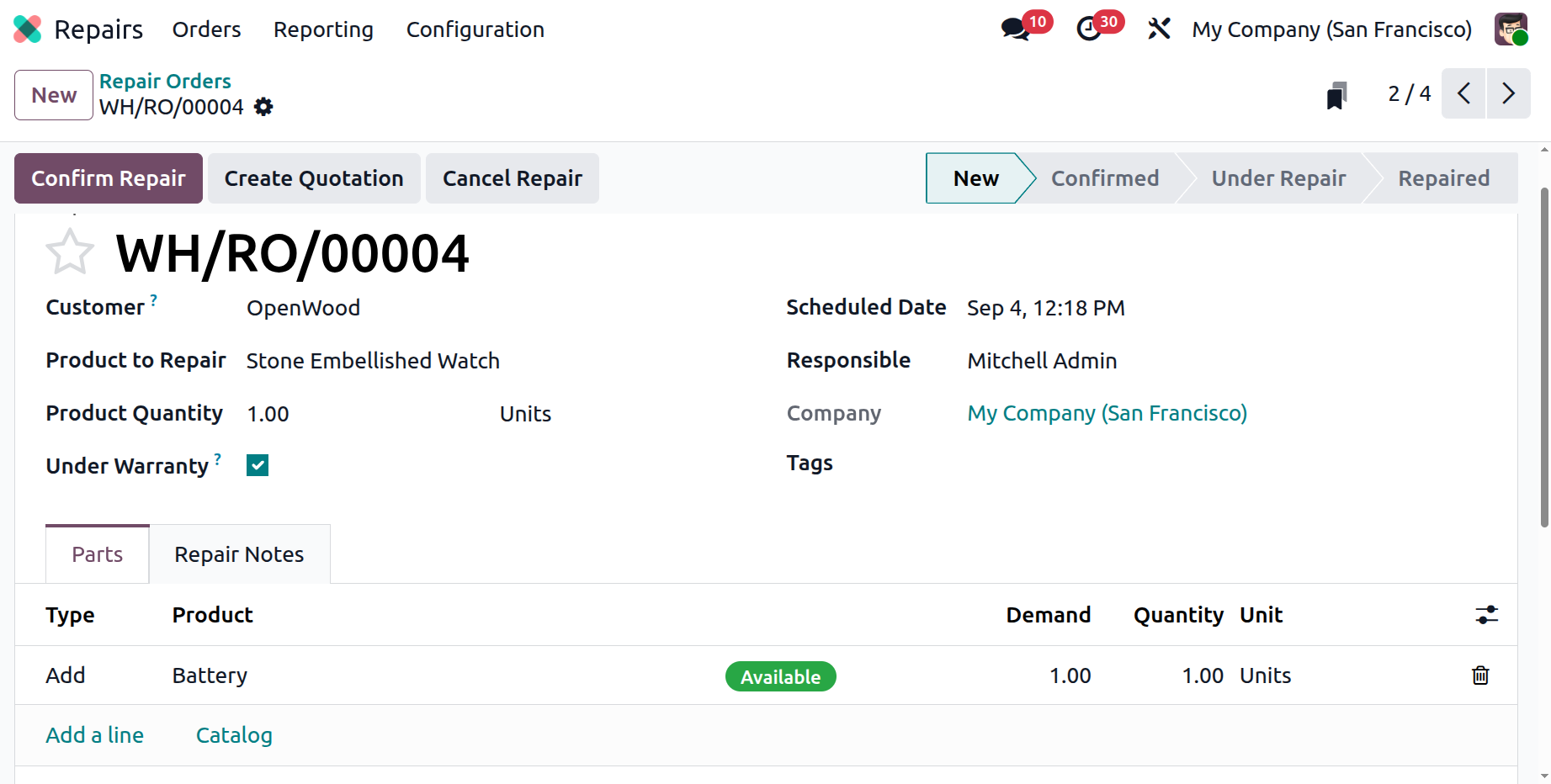 After Sales Repair and Service tracking