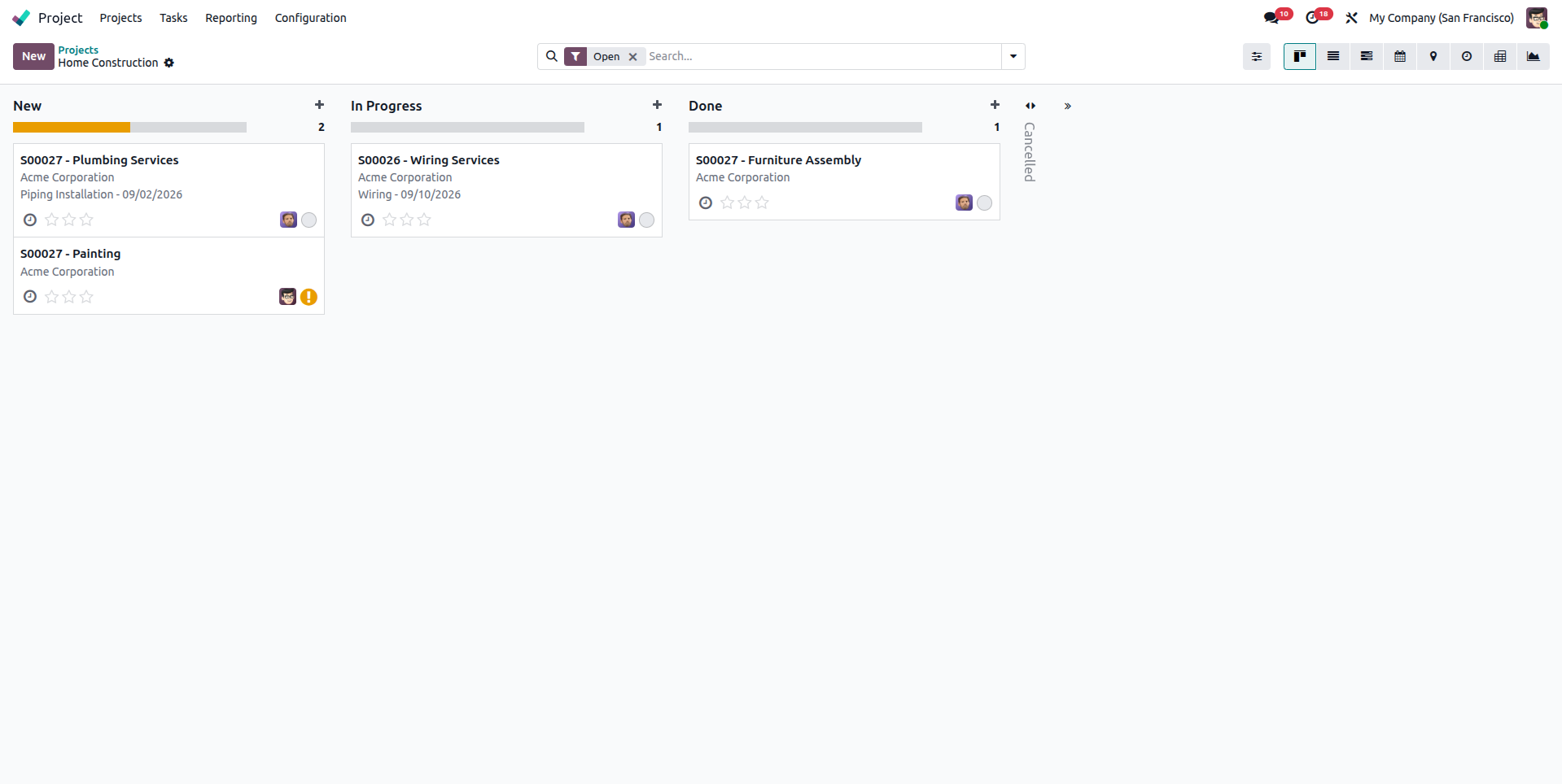 Odoo Project job costing for engineer-to-order work