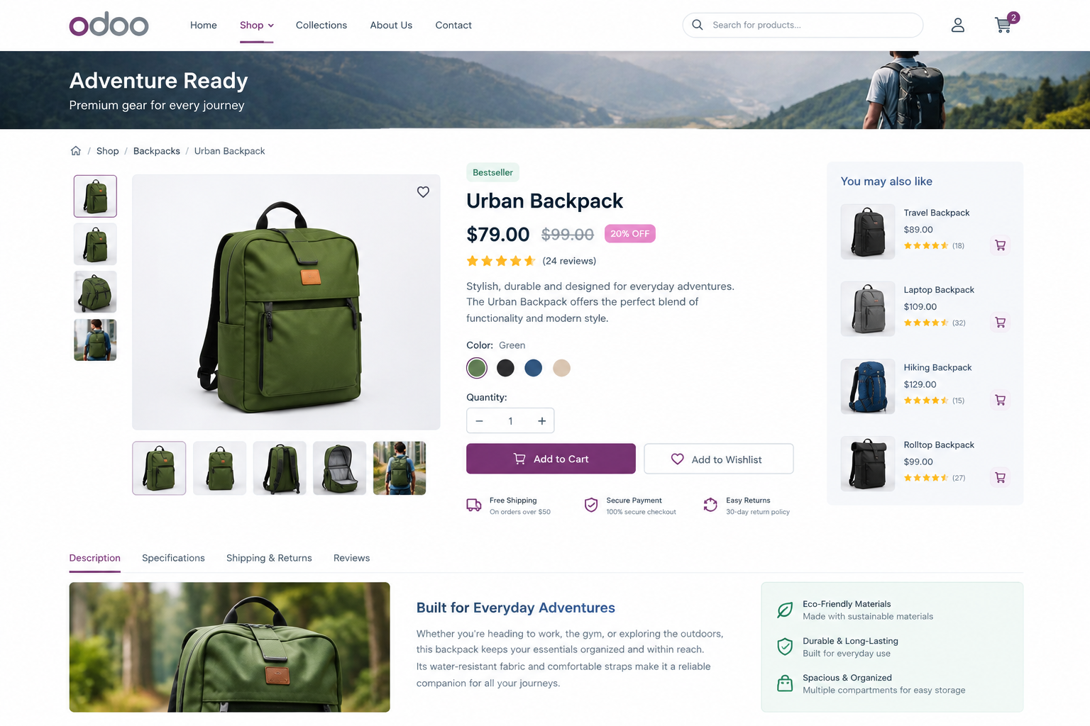 Odoo Inventory synchronized across sales channels