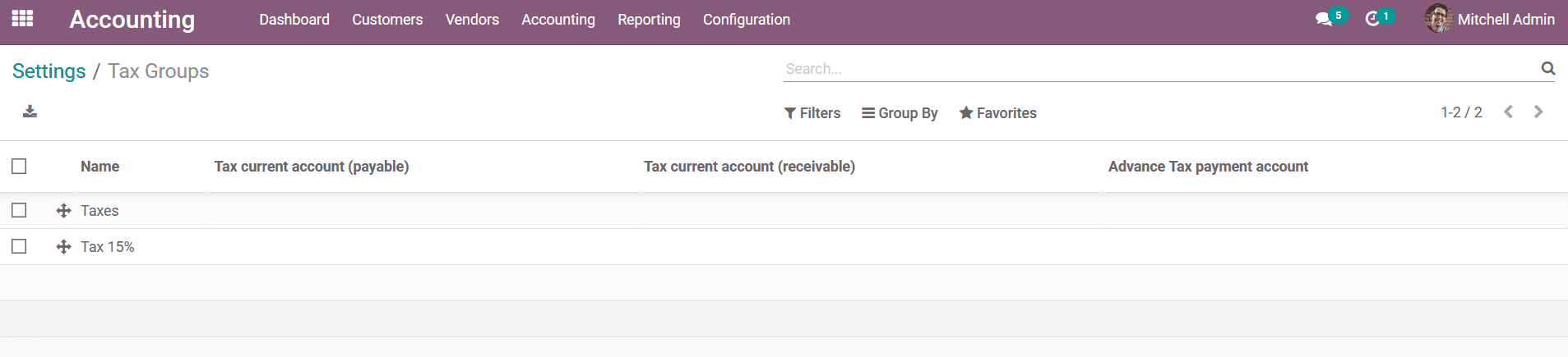 Configurable Options in the Accounting Module