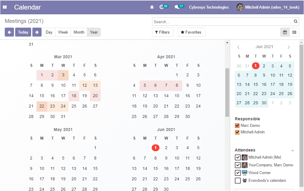Odoo 14 Calendar - Odoo v14 Community Edition Book