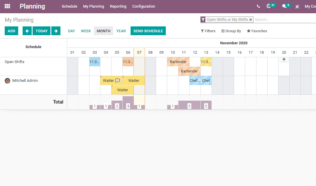 project planning odoo