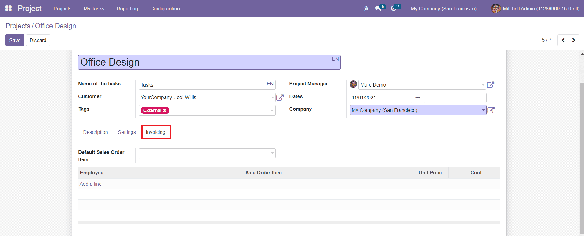 Odoo 15 Project Management