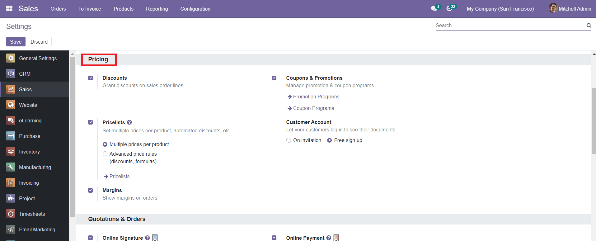 Módulo de Ventas Odoo 15