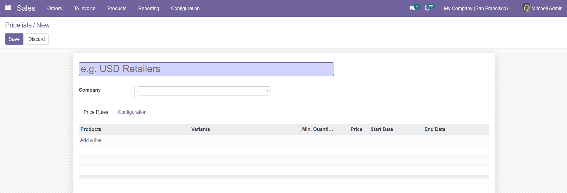 Módulo de Ventas Odoo 15