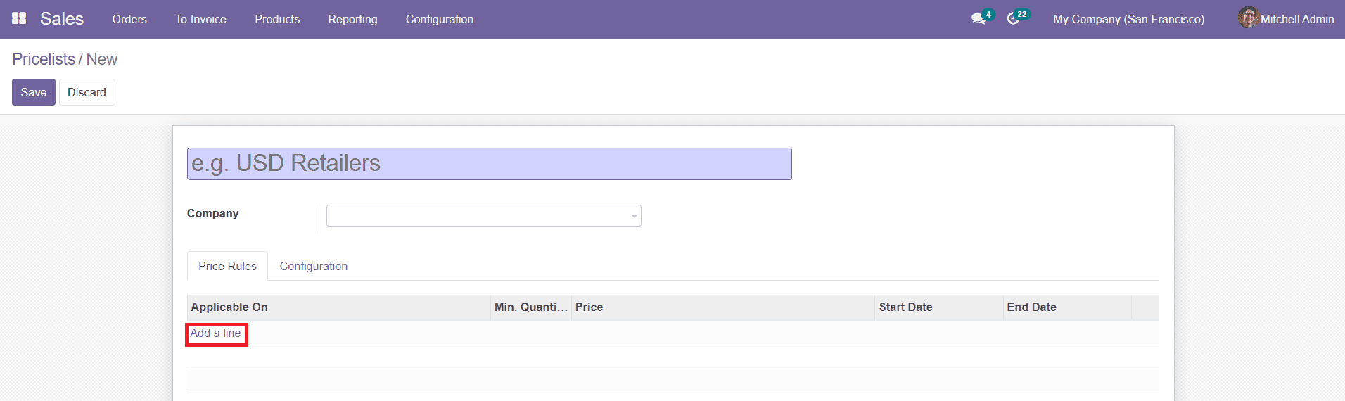 Módulo de Ventas Odoo 15