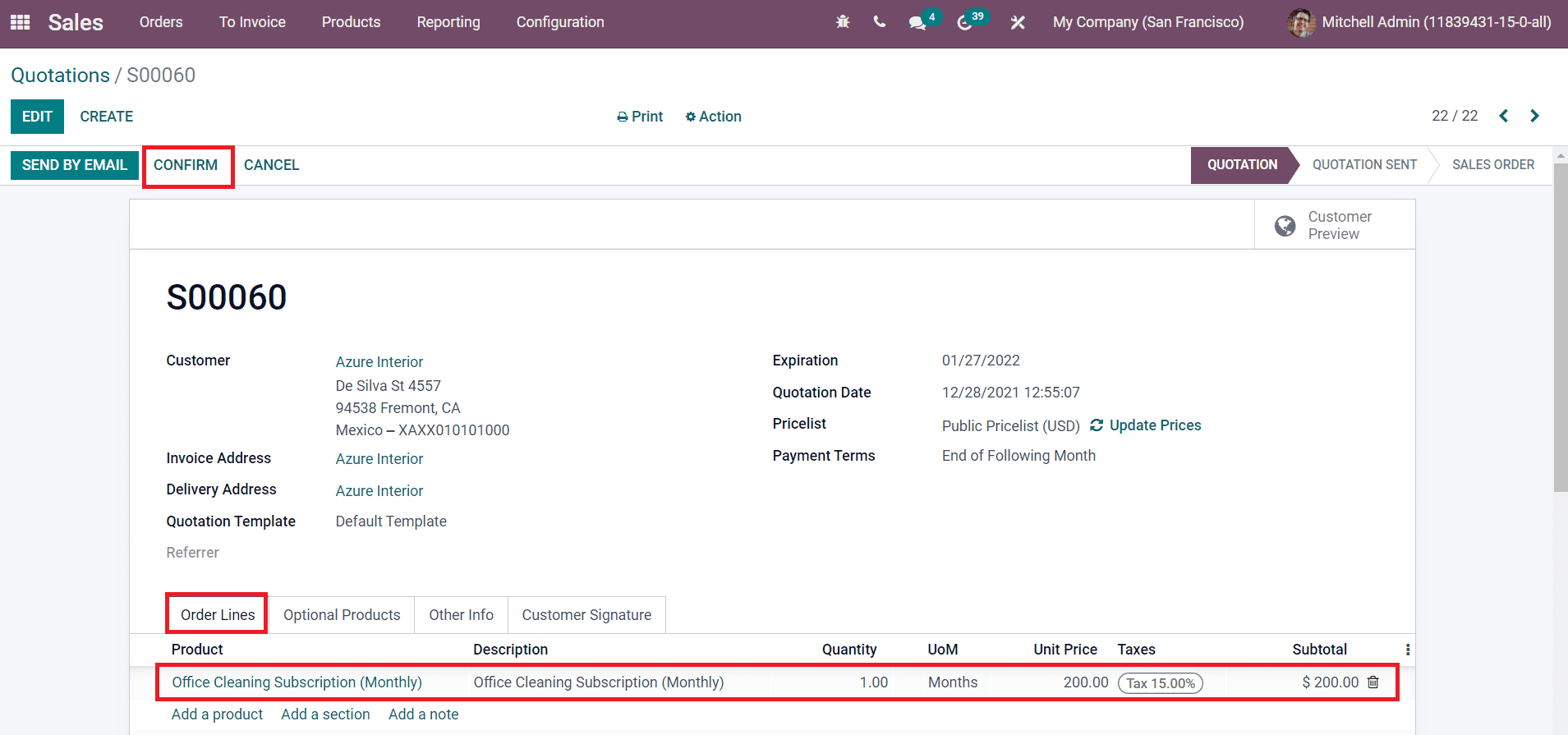 Odoo 15 subscriptions
