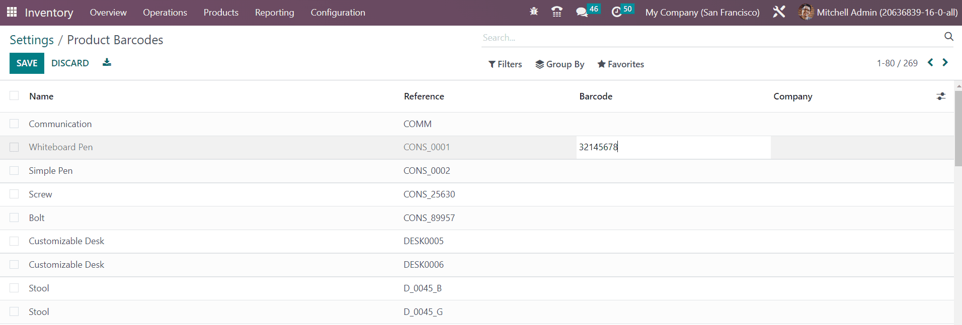 Odoo 16 inventory