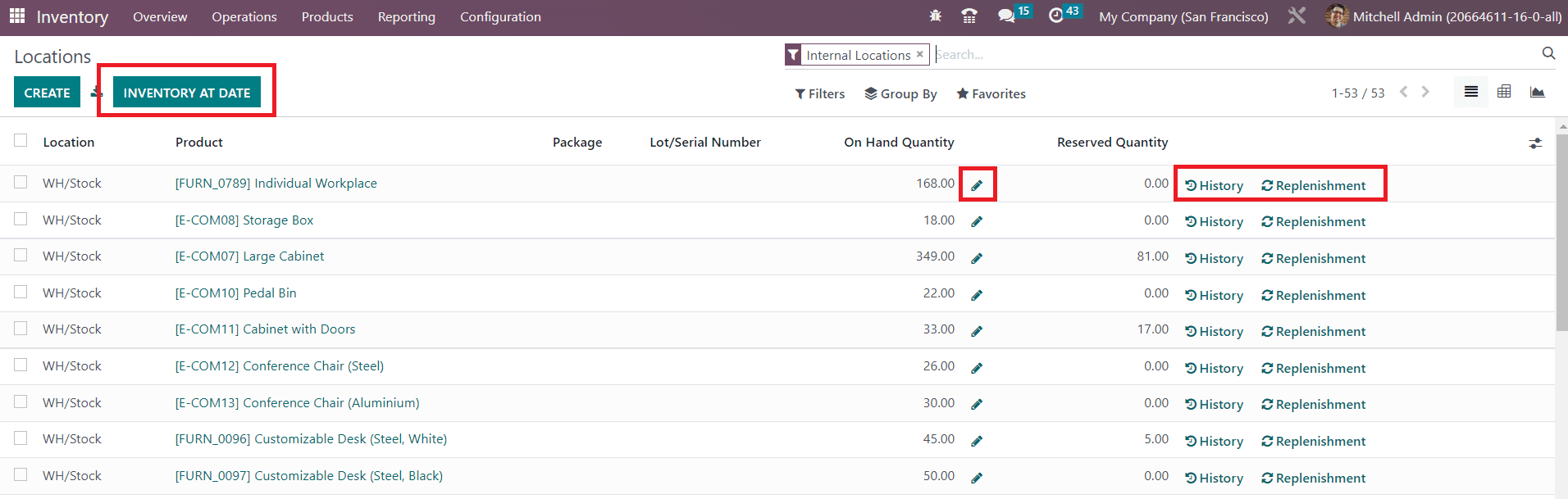 Odoo 16 inventory