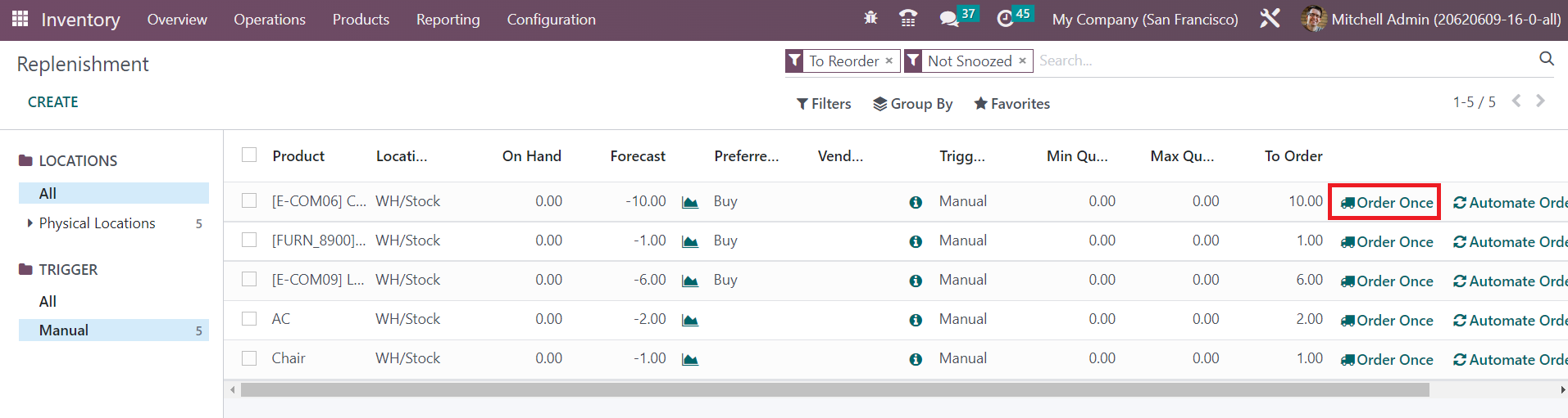 Odoo 16 inventory