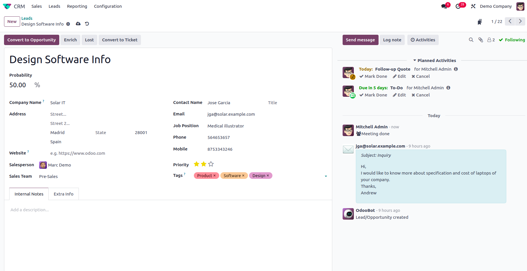 CRM de Odoo