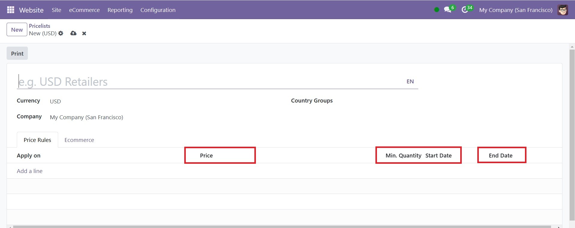 Odoo 18 E-COMMERCE