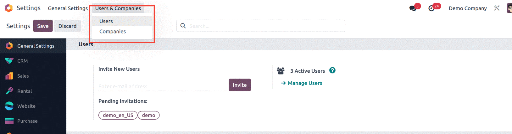 odoo add user account