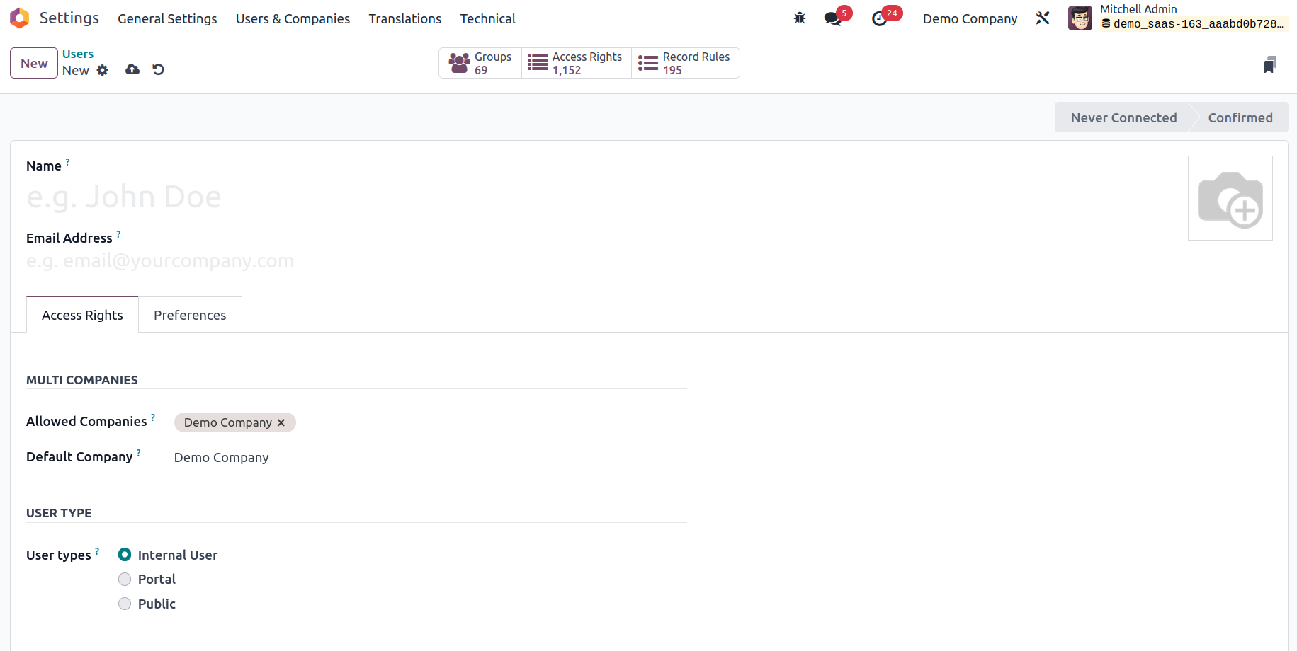 odoo add new user