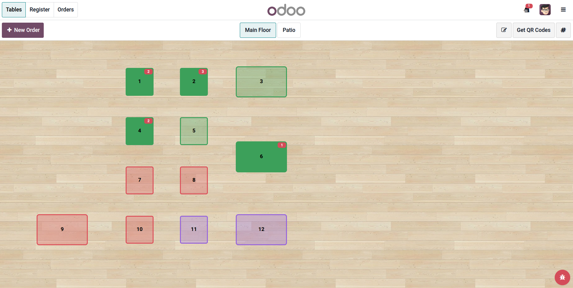 Odoo POS restaurant floor plan and table management