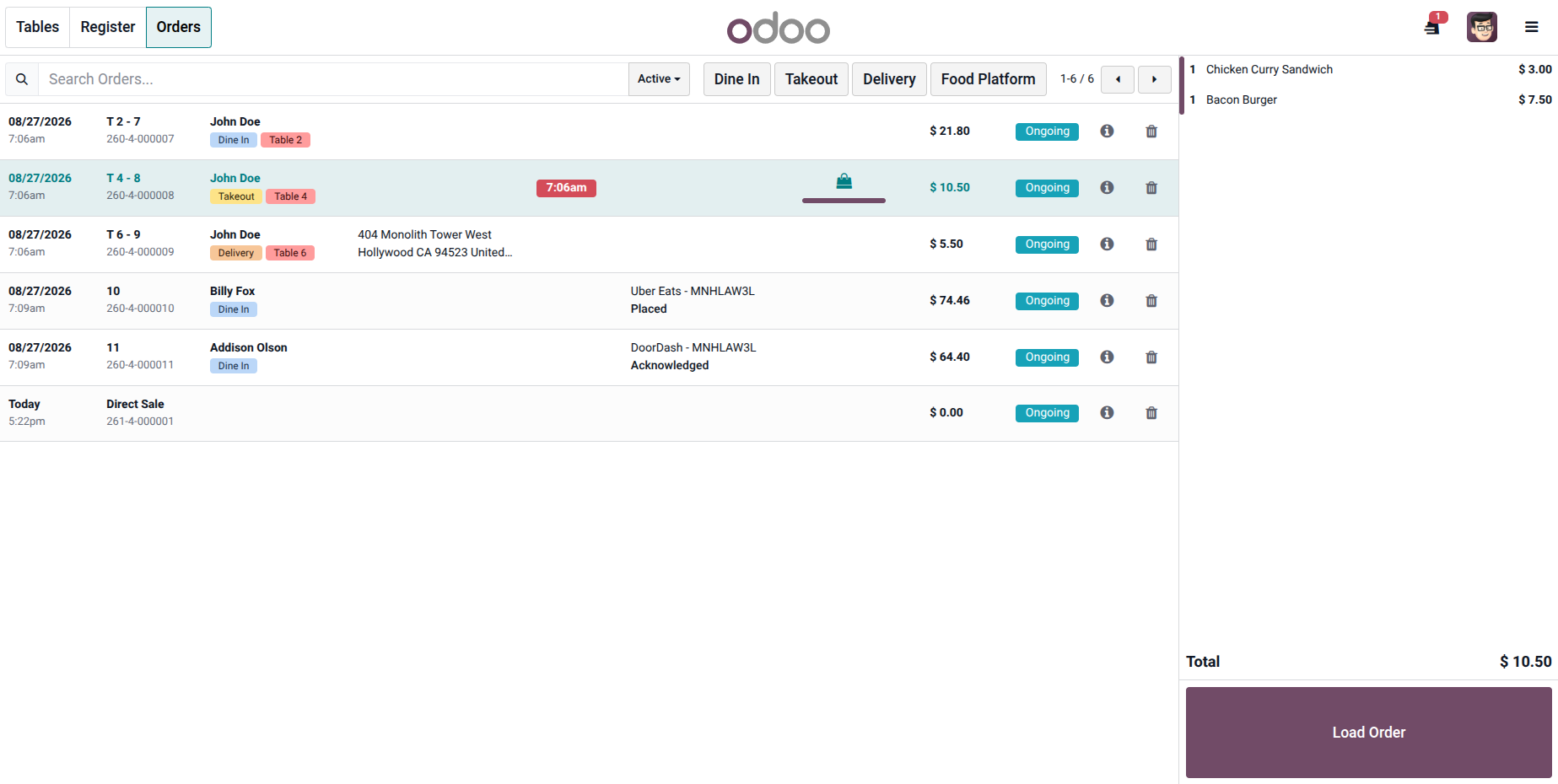 Odoo POS restaurant floor plan and table management