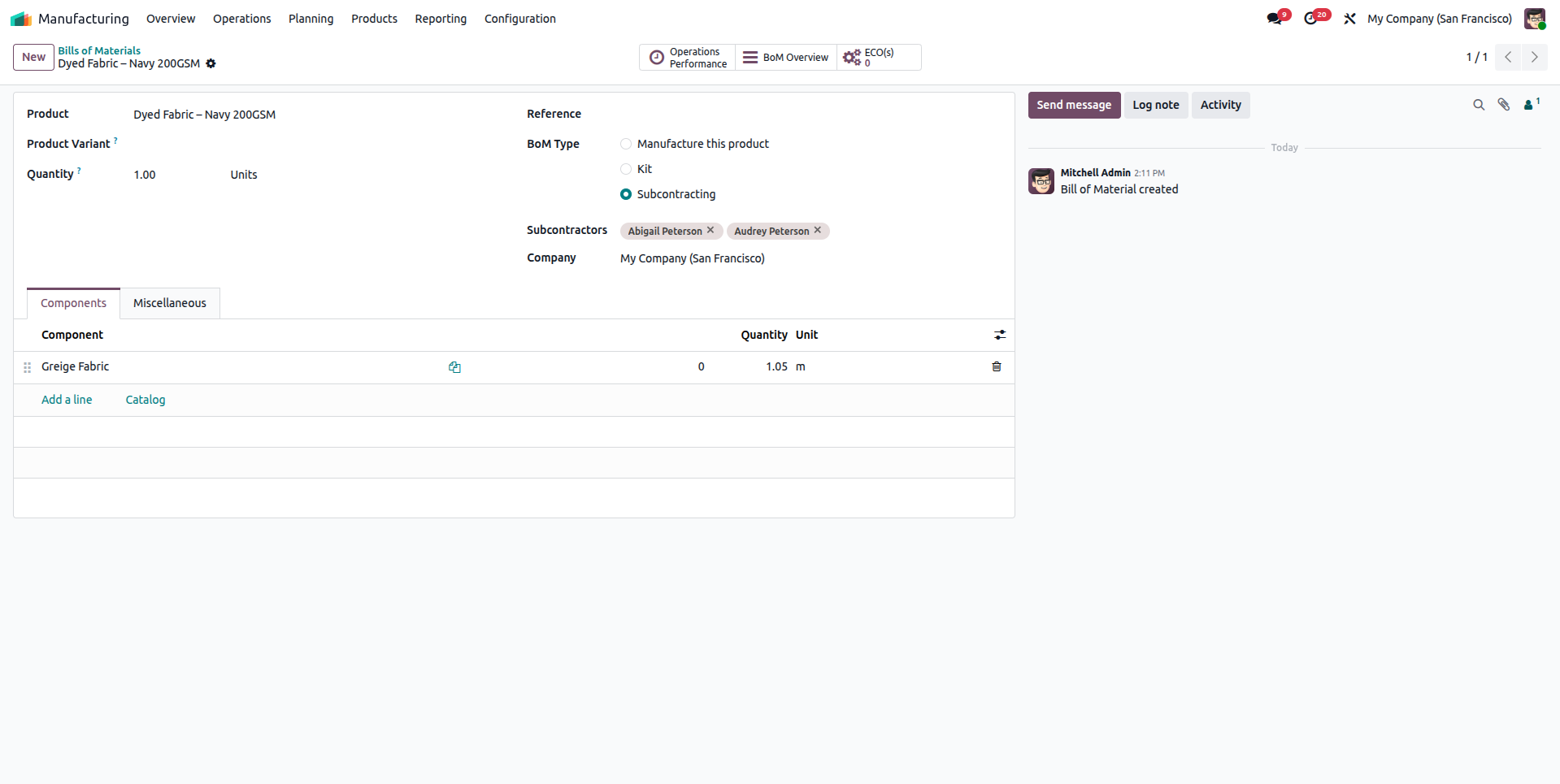 Odoo Subcontracting for dyeing, printing and CMT job work