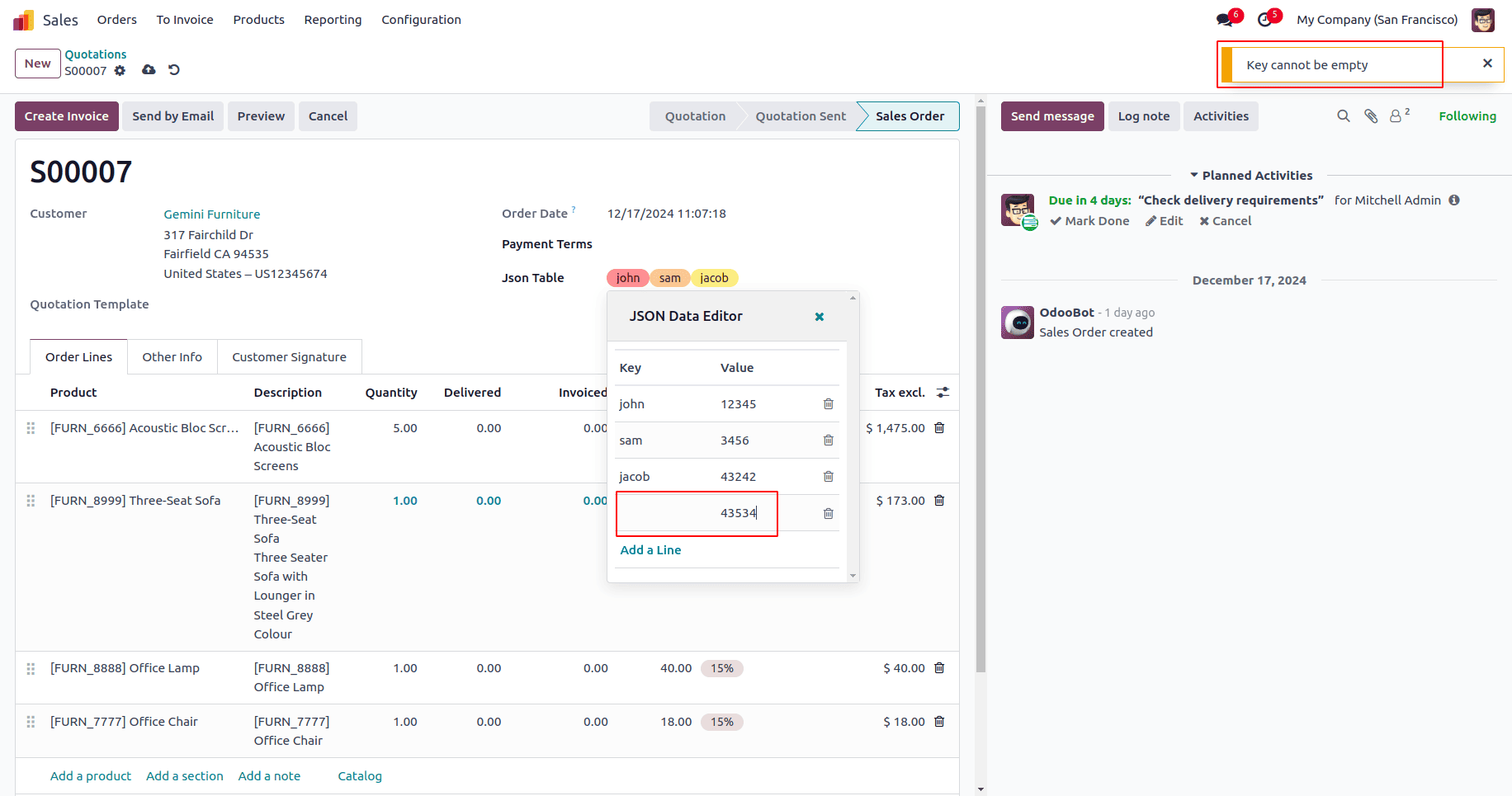 How to Configure & Use the JSON Widget in Odoo-cybrosys
