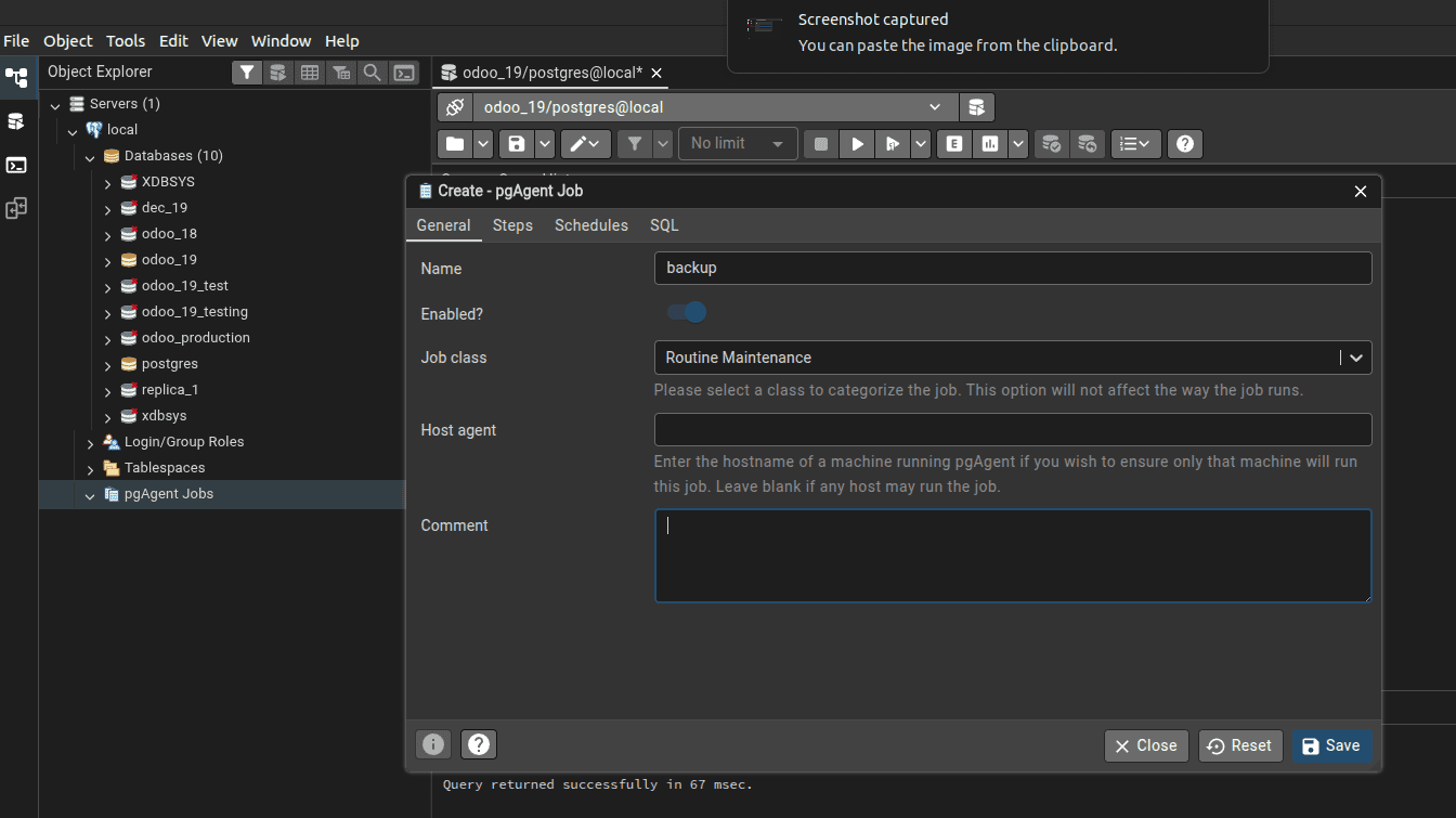 How to Schedule Regular Database Backups Using pgAgent Inside pgAdmin-cybrosys